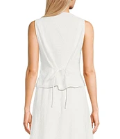 Sadie & Sage Eyelet Button Down Tie-Back Coordinating Vest