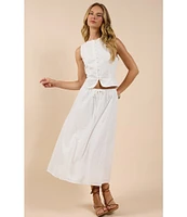 Sadie & Sage Eyelet Button Down Tie-Back Coordinating Vest