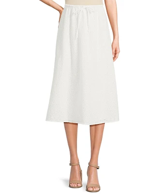 Sadie & Sage Eyelet Drawstring Waist Midi Skirt