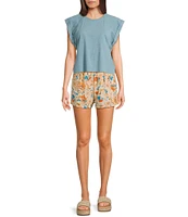 Sadie & Sage Flat Front Floral Printed Shorts