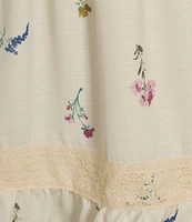 Sadie & Sage Floral Print Ruffle Hem Crochet Lace Trim Mini Skirt
