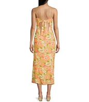 Sadie & Sage Floral Print Spaghetti Strap Tie Back Midi Dress