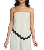 Sadie & Sage Linen Blend Asymmetrical Ric Rac Trim Coordinating Tube Top