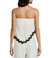 Sadie & Sage Linen Blend Asymmetrical Ric Rac Trim Coordinating Tube Top