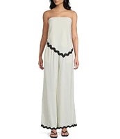 Sadie & Sage Linen Blend Asymmetrical Ric Rac Trim Coordinating Tube Top