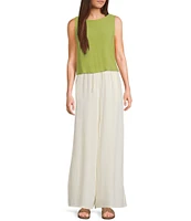 Sadie & Sage Linen Blend Elastic Waist Wide Leg Pull-On Pants