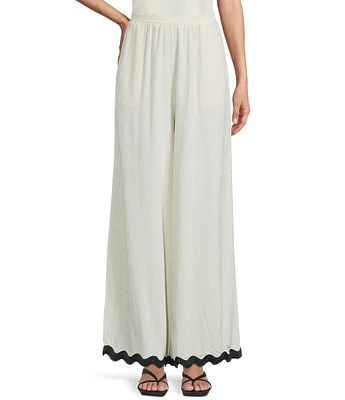Sadie & Sage Linen Blend Ric Rac Trim Coordinating Wide Leg Pants