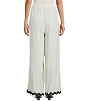 Sadie & Sage Linen Blend Ric Rac Trim Coordinating Wide Leg Pants