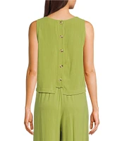 Sadie & Sage Linen Sleeveless Button Back Coordinating Crop Top