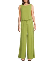 Sadie & Sage Linen Sleeveless Button Back Coordinating Crop Top