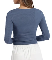 Sadie & Sage Ribbed Knit Round Neck Long Sleeve Fitted Top