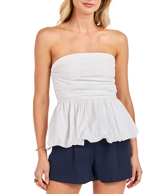 Sadie & Sage Ruched Peplum Tube Top