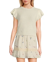 Sadie & Sage Ruffle Cap Sleeve Sweater Top