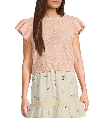 Sadie & Sage Ruffle Cap Sleeve Sweater Top