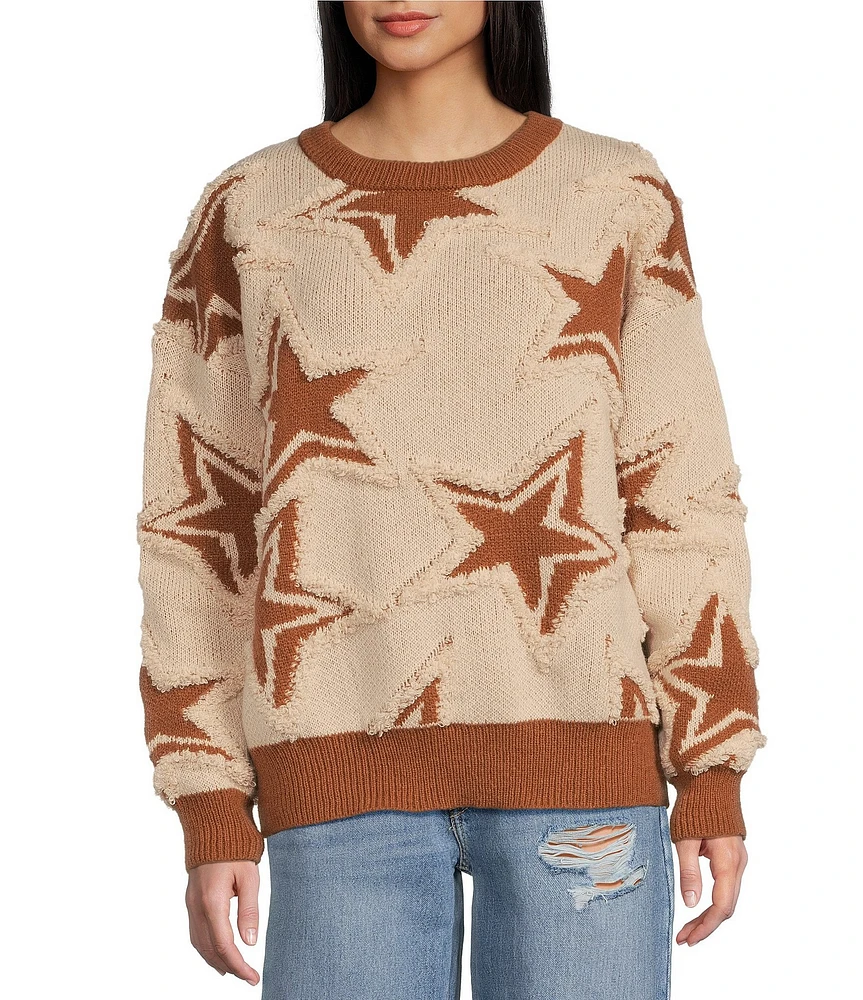 Sadie & Sage Show Time Star Intarsia Oversized Sweater