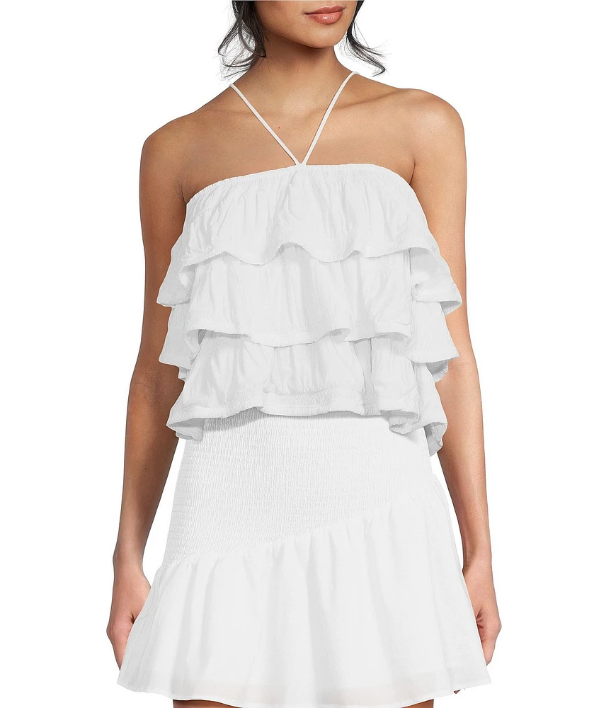 Sadie & Sage Sleeveless Beach House Tiered Ruffle Knit Top