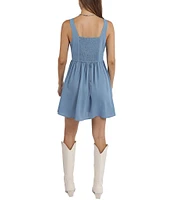 Sadie & Sage Sleeveless Corset Smocked Back A-Line Mini Dress