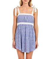 Sadie & Sage Sleeveless Gingham Printed Mini Dress