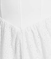 Sadie & Sage Sleeveless Jersey Eyelet Mixed Media Corset Mini Dress
