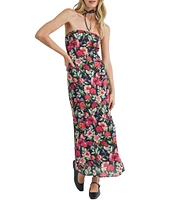 Sadie & Sage Strapless Tube Side Slit Midi Floral Dress