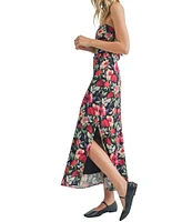 Sadie & Sage Strapless Tube Side Slit Midi Floral Dress