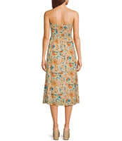 Sadie & Sage Strapless Tube Top Midi Woven Floral Printed Dress