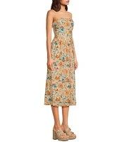 Sadie & Sage Strapless Tube Top Midi Woven Floral Printed Dress