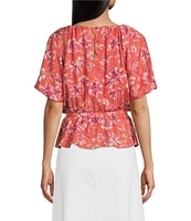 Sadie & Sage Token Puff Short Sleeve Floral Print Top