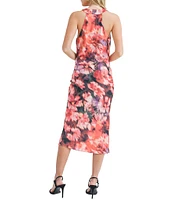 Sage The Label Independent Floral Abstract Print Cowl Neck Sleeveless Midi Dress