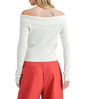 Sage The Label Off-The-Shoulder Neck Long Sleeve Rosette Sweater Top