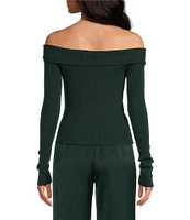 Sage The Label Off-The-Shoulder Neck Long Sleeve Rosette Sweater Top