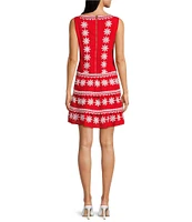 SAIL to SABLE Embroidered Square Neck Sleeveless A-Line Mini Dress