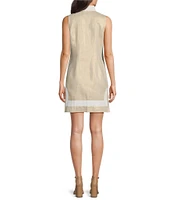 SAIL to SABLE Gold Linen Blend Split Neck Sleeveless Tunic Dress