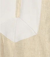 SAIL to SABLE Gold Linen Blend Split Neck Sleeveless Tunic Dress