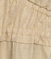 SAIL to SABLE Gold Linen Blend V-Neck Flutter Sleeve A-Line Midi Dress