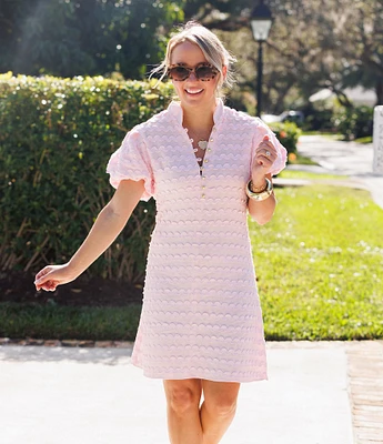 SAIL to SABLE x Amy Littleson McNitt The Jane Ric Rac Mandarin Collar Short Puff Sleeve Dress