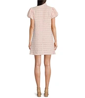 SAIL to SABLE x Amy Littleson McNitt The Jane Ric Rac Mandarin Collar Short Puff Sleeve Dress