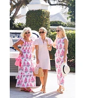 SAIL to SABLE x Amy Littleson McNitt The Jane Ric Rac Mandarin Collar Short Puff Sleeve Dress