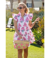 SAIL to SABLE x Amy Littleson McNitt The Vero Hibiscus Print Flare Tunic Dress