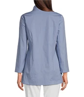 SAIL to SABLE x Palm Beach Lately Embroidered Shell Mandarin V-Neck Long Sleeve Tunic