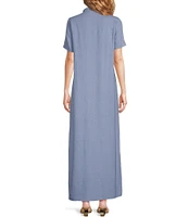 SAIL to SABLE x Palm Beach Lately Embroidered Shell Mandarin V-Neck Short Sleeve Caftan Dress