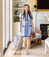 SAIL to SABLE x Style Charade Ella Stripe Print Point Collar Short Sleeve Dress