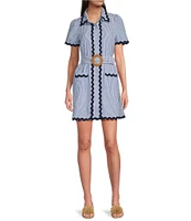 SAIL to SABLE x Style Charade Ella Stripe Print Point Collar Short Sleeve Dress