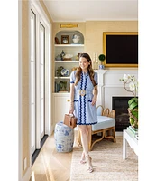 SAIL to SABLE x Style Charade Ella Stripe Print Point Collar Short Sleeve Dress