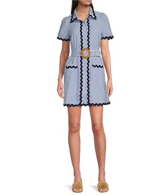 SAIL to SABLE x Style Charade Ella Stripe Print Point Collar Short Sleeve Dress
