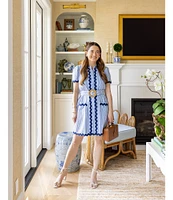 SAIL to SABLE x Style Charade Ella Stripe Print Point Collar Short Sleeve Dress