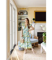 SAIL to SABLE x Style Charade Floral Print V-Neck Flutter Sleeve Midi Dress