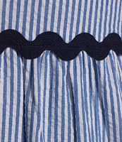 SAIL to SABLE x Style Charade Stripe Print V-Neck Short Sleeve Seersucker Maxi Dress