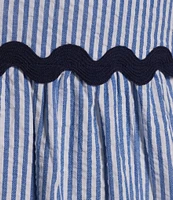 SAIL to SABLE x Style Charade Stripe Print V-Neck Short Sleeve Seersucker Maxi Dress