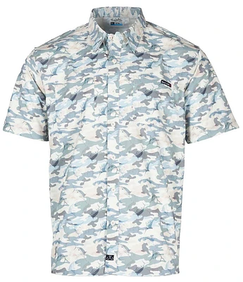 Salt Life Aqua Ambush Camouflage Printed Short Sleeve Performance Woven Shirt